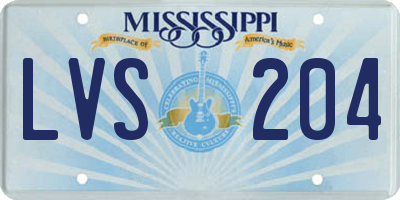 MS license plate LVS204