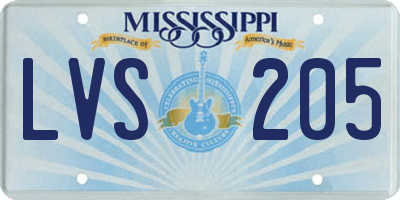 MS license plate LVS205
