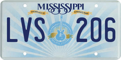 MS license plate LVS206