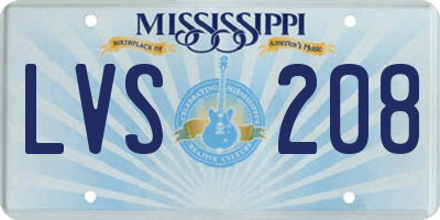 MS license plate LVS208