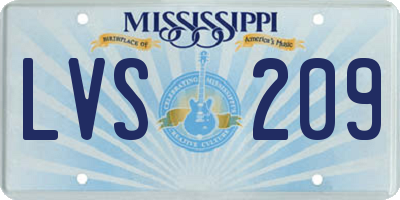 MS license plate LVS209