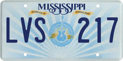 MS license plate LVS217