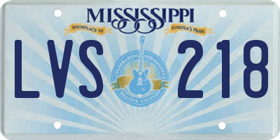 MS license plate LVS218