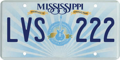 MS license plate LVS222