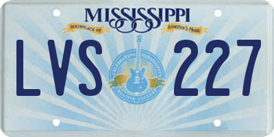 MS license plate LVS227