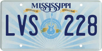 MS license plate LVS228