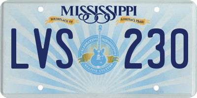 MS license plate LVS230