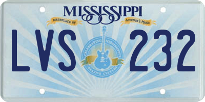 MS license plate LVS232