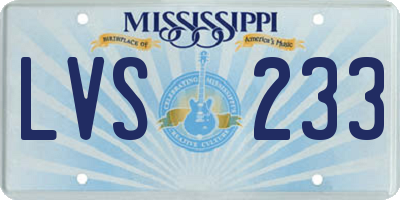 MS license plate LVS233