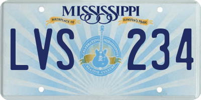 MS license plate LVS234