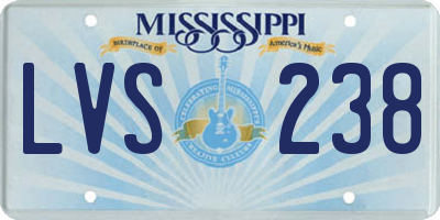 MS license plate LVS238
