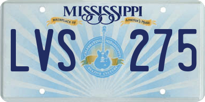 MS license plate LVS275