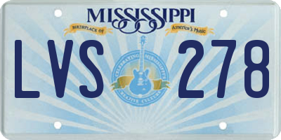 MS license plate LVS278