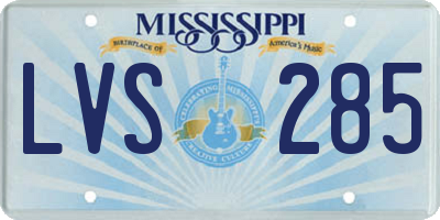 MS license plate LVS285