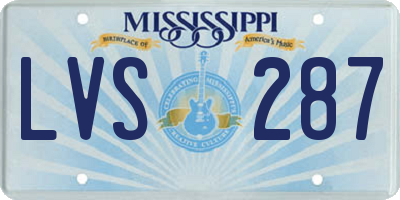MS license plate LVS287