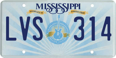 MS license plate LVS314