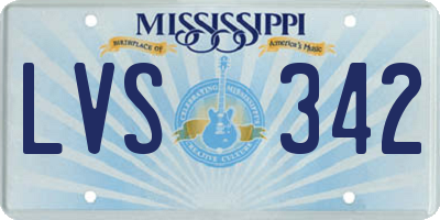 MS license plate LVS342