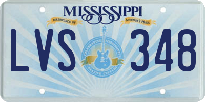 MS license plate LVS348