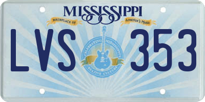 MS license plate LVS353