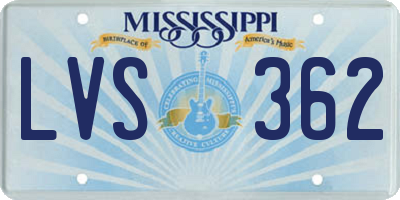 MS license plate LVS362