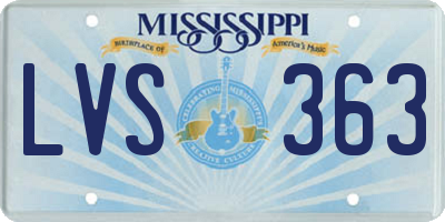 MS license plate LVS363