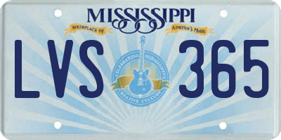 MS license plate LVS365
