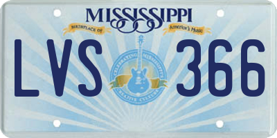 MS license plate LVS366