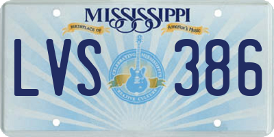 MS license plate LVS386