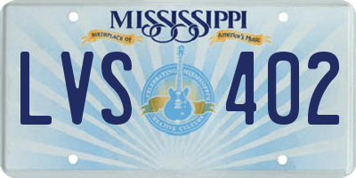 MS license plate LVS402