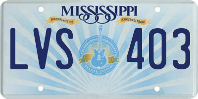 MS license plate LVS403