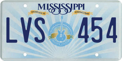 MS license plate LVS454