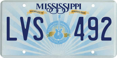 MS license plate LVS492