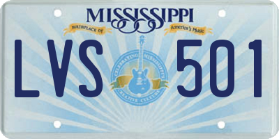 MS license plate LVS501