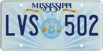 MS license plate LVS502