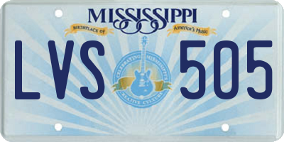 MS license plate LVS505