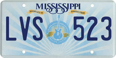 MS license plate LVS523