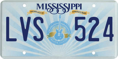 MS license plate LVS524