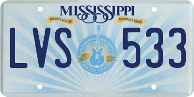 MS license plate LVS533