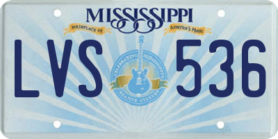 MS license plate LVS536