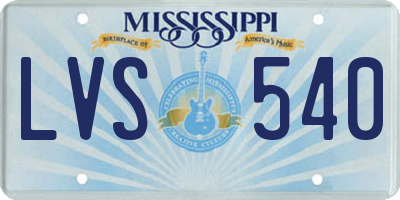 MS license plate LVS540
