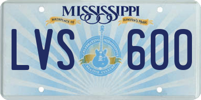 MS license plate LVS600