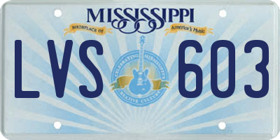 MS license plate LVS603