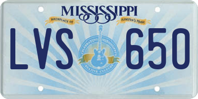 MS license plate LVS650