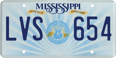 MS license plate LVS654