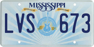 MS license plate LVS673