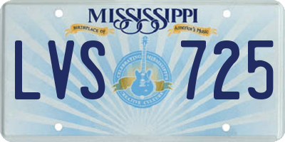 MS license plate LVS725