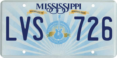 MS license plate LVS726