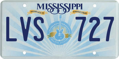 MS license plate LVS727