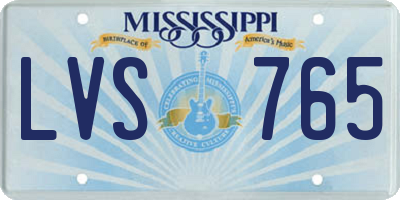 MS license plate LVS765