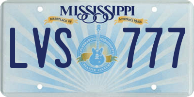 MS license plate LVS777